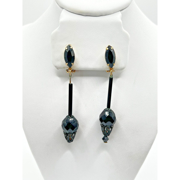 Rare VINTAGE ESTATE, Lewis Segal California Clip Dangle Earrings 2 1/2" - Picture 3 of 7